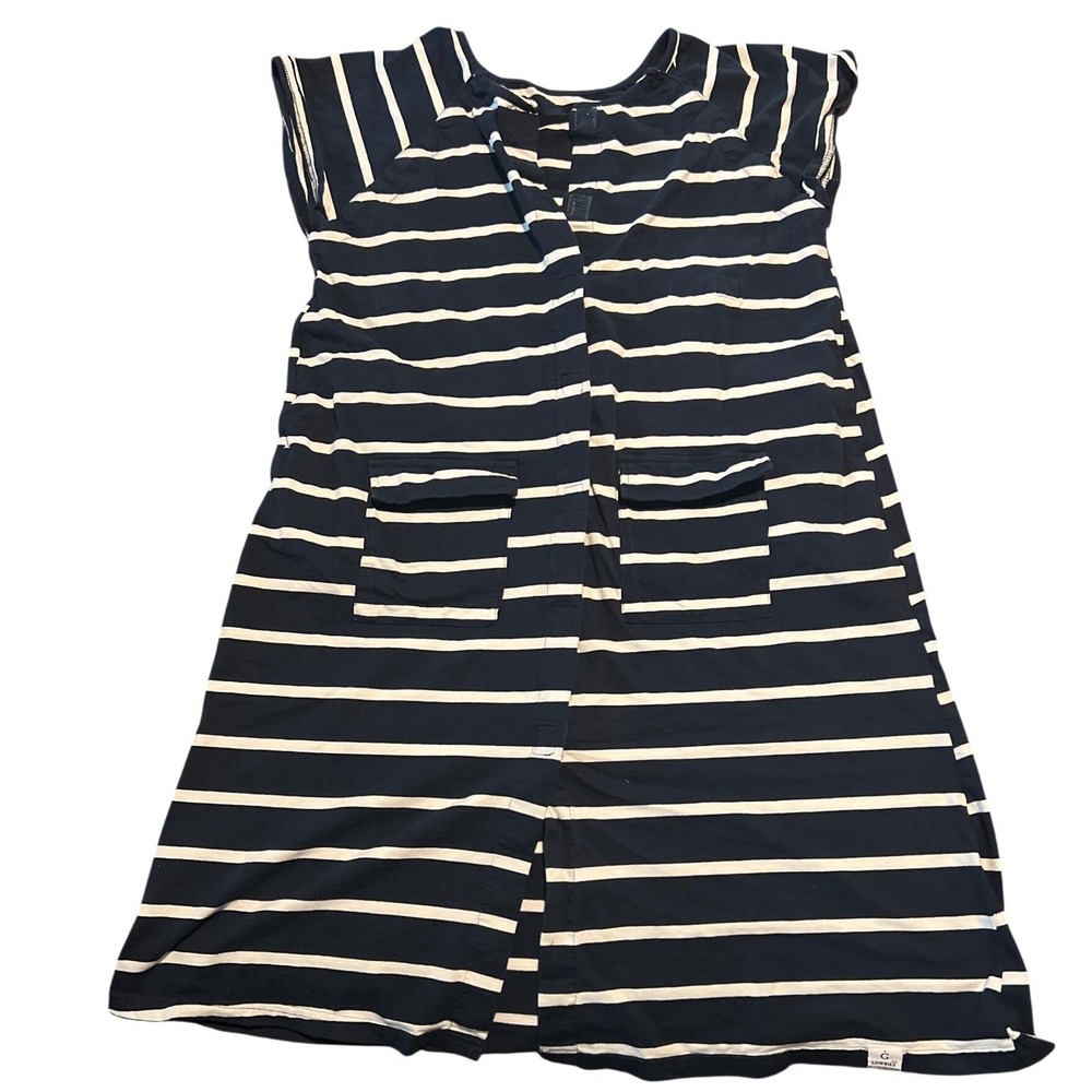 Gownies Navy White Striped Hospital Maternity Gown Pockets L/XL